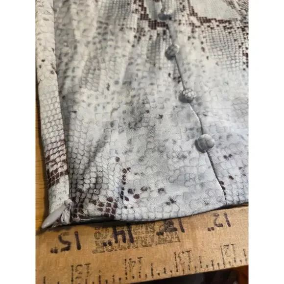 TCEC Snake Print Satin Hi-Lo Bias Cut Skirt Y2k 2000's Large Side Zip Button - Picture 12 of 12